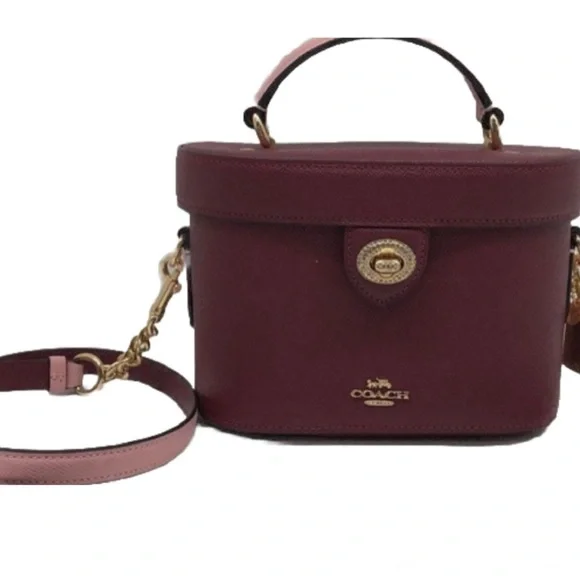 SOLD!! COACH Kay Crossbody With Glitter In Black Cherry Leather - Picture 11 of 14
